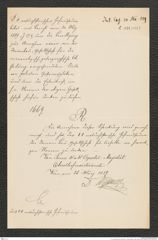 k.k. naturhistorisches Hofmuseum, Intendanzakten 1885-1896 (Hauer), Aktenzahl Z.233/1889, Seite 1